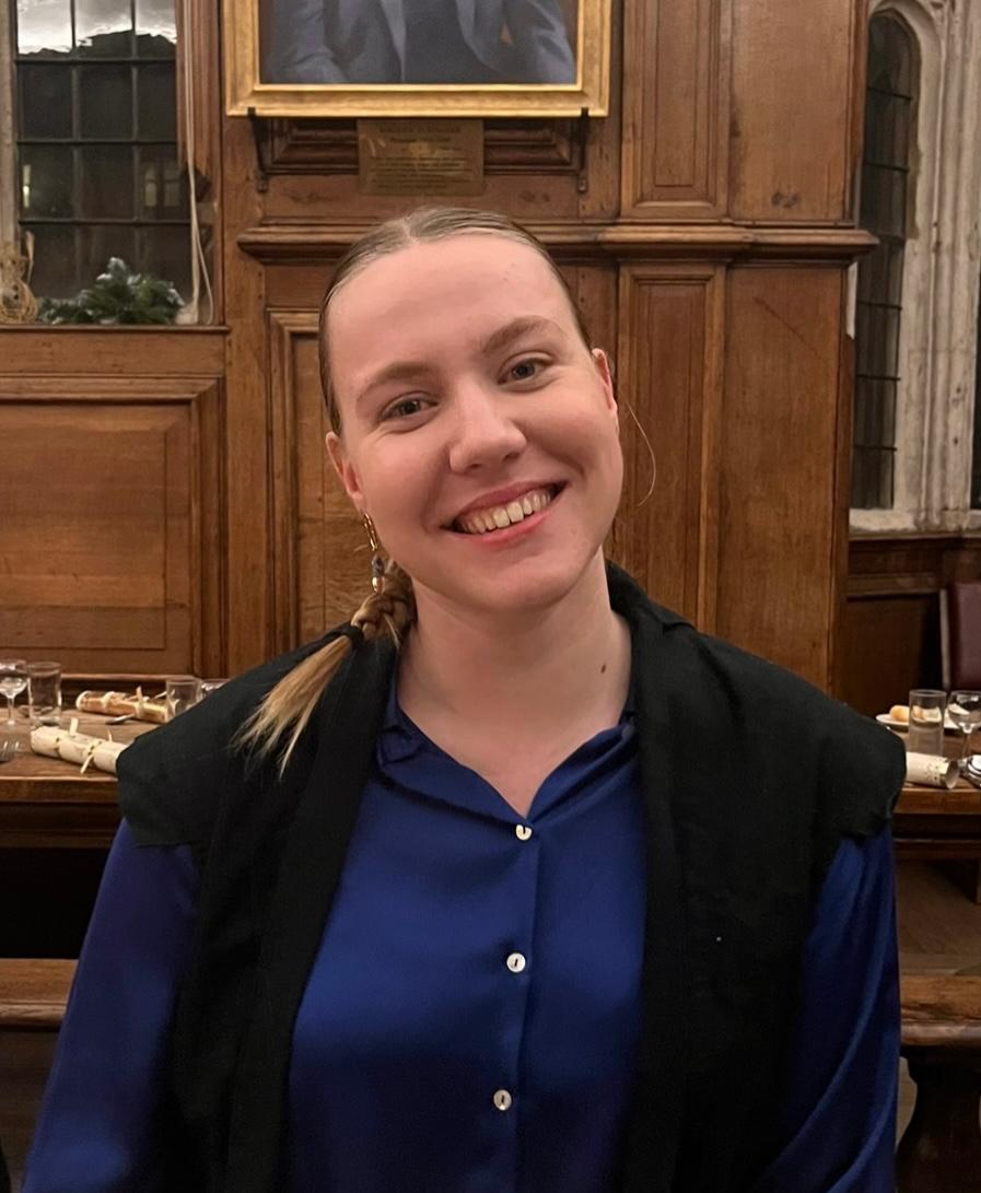 Elizabeth at a formal dinner in college.